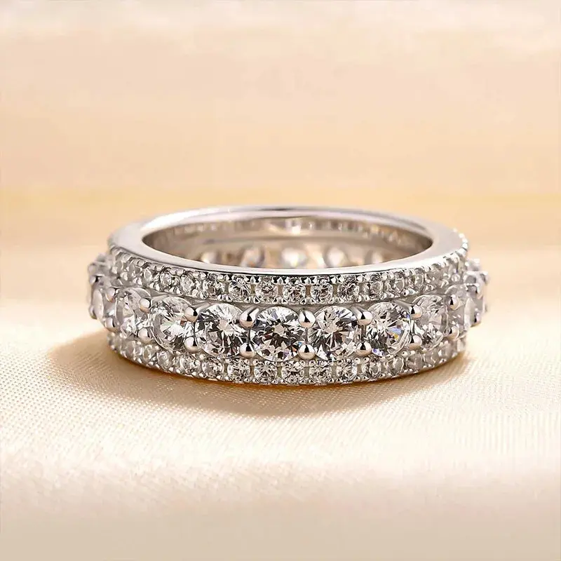 Huitan Round Cubic Zirconia Rings for Women Luxury Trendy Promise Rings Fashion Versatile Wedding Accessories Eternity Jewelry