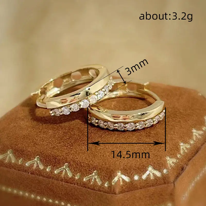 Huitan Fashion Cubic Zirconia Hoop Earrings for Female Gold Color/Rose Gold Color Accessories for Daily Life Versatile Jewelry