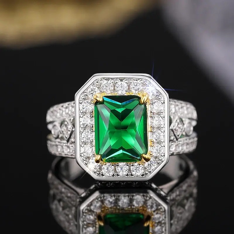 Huitan Gorgeous Temperament Lady Fashion Finger Ring with Bright Green Zirconia Luxury Female Engagement Ceremony Accessories