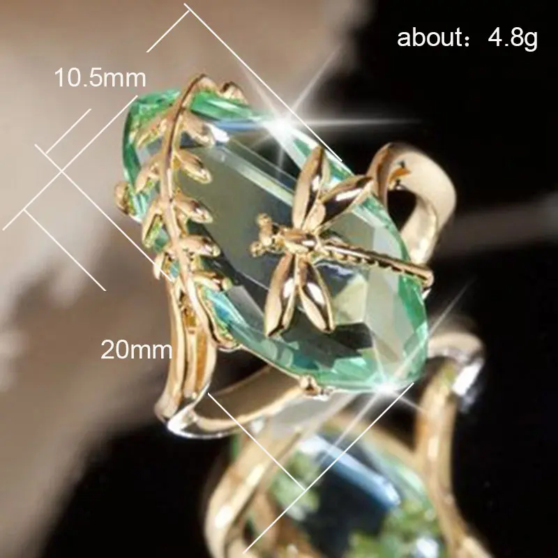 Huitan Flying Dragonfly Shaped Decoration Design Women Rings Exquisite Women Animal Accessories Rings With AAA Pink&Green Zircon