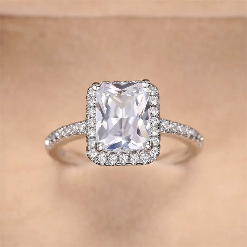 Huitan Luxury Eternity Wedding Rings for Women with AAA Cubic Zirconia Temperament Elegant Lady Engagement Rings Classic Jewelry