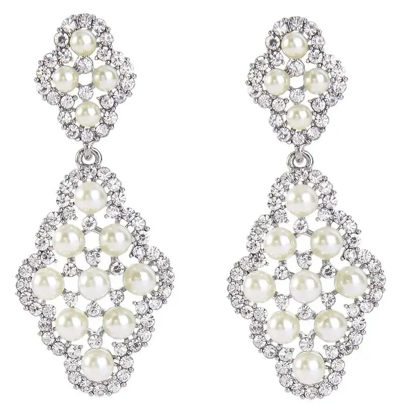 Huitan Graceful Dainty Drop Earrings Lady Elegant Female Imitation Pearl Pendant Accessories for Wedding Ceremony Party