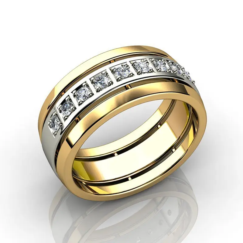 Huitan 2021 New Couple Rings for Women/Men Wedding Anniversary Ring with Shiny CZ Eternity Accessories Classic Jewelry Wholesale