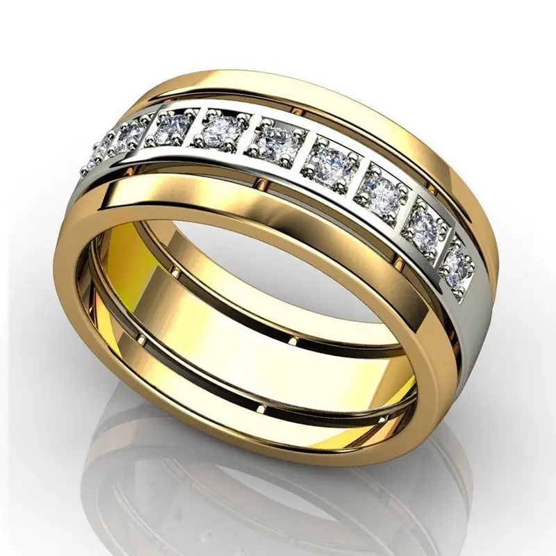Huitan 2021 New Couple Rings for Women/Men Wedding Anniversary Ring with Shiny CZ Eternity Accessories Classic Jewelry Wholesale