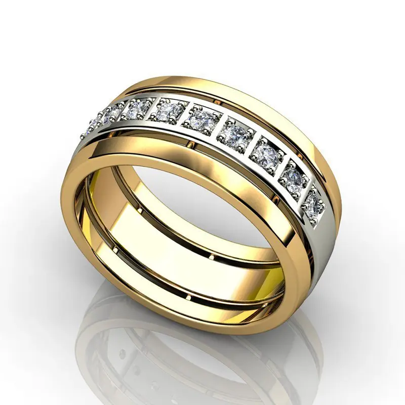 Huitan 2021 New Couple Rings for Women/Men Wedding Anniversary Ring with Shiny CZ Eternity Accessories Classic Jewelry Wholesale