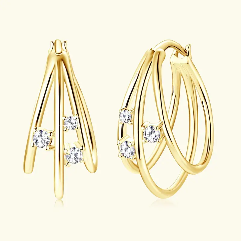 Huitan Statement Claw Hoop Earrings for Women Inlaid Shiny CZ Modern Fashion Lady's Daily Wear Earrings Temperament Jewelry