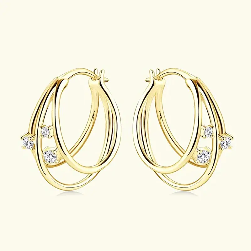 Huitan Statement Claw Hoop Earrings for Women Inlaid Shiny CZ Modern Fashion Lady's Daily Wear Earrings Temperament Jewelry