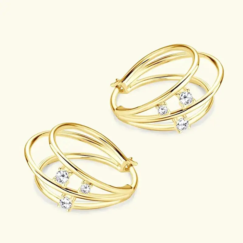 Huitan Statement Claw Hoop Earrings for Women Inlaid Shiny CZ Modern Fashion Lady's Daily Wear Earrings Temperament Jewelry