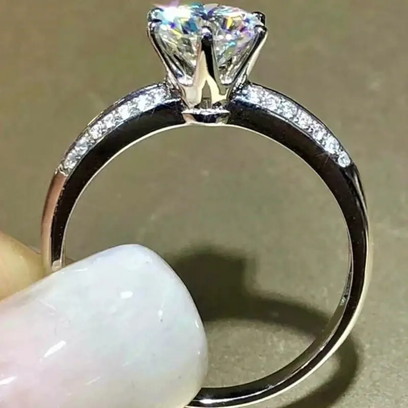 Huitan Gorgeous Promise Rings for Women Bright Round Zirconia Finger Accessories for Engagement Bridal Wedding Jewelry Gifts