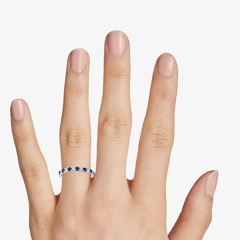 Huitan Round Thin Rings with Blue/White CZ Stone for Women Simple Stylish Accessories Daily Wear Exquisite Girls Rings Jewelry