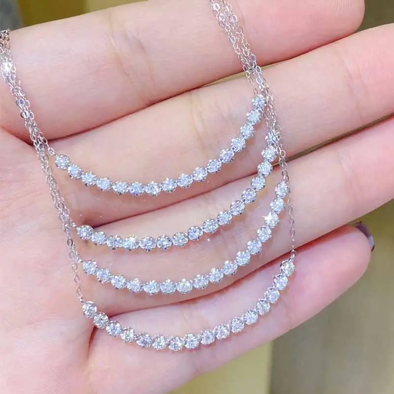Huitan Simple Smile Necklace with Cubic Zirconia Delicate Women's Neck Accessories for Wedding Party Fashion Contracted Jewelry