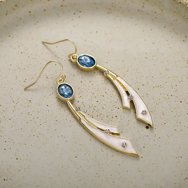 Huitan Fashion Drop Earrings for Women Statement Jewelry with Blue Zirconia Trendy Female Delicate Chic Engagement Accessories