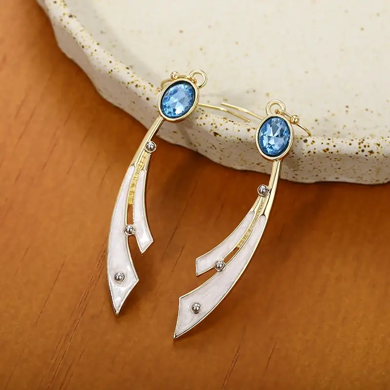 Huitan Fashion Drop Earrings for Women Statement Jewelry with Blue Zirconia Trendy Female Delicate Chic Engagement Accessories