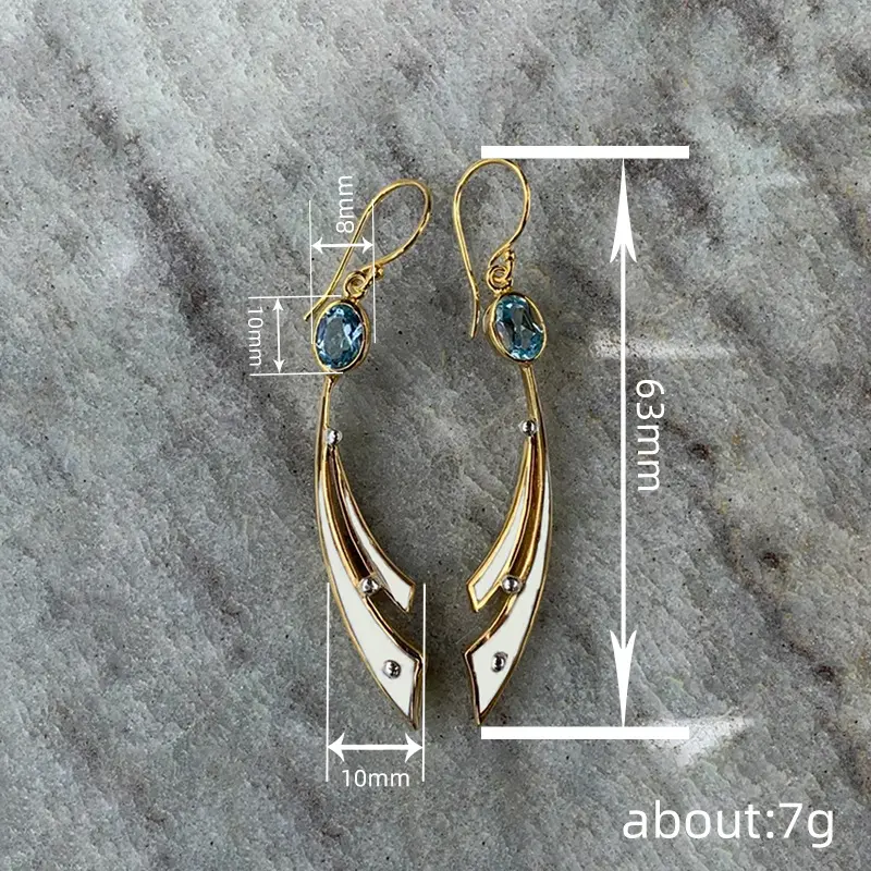 Huitan Fashion Drop Earrings for Women Statement Jewelry with Blue Zirconia Trendy Female Delicate Chic Engagement Accessories