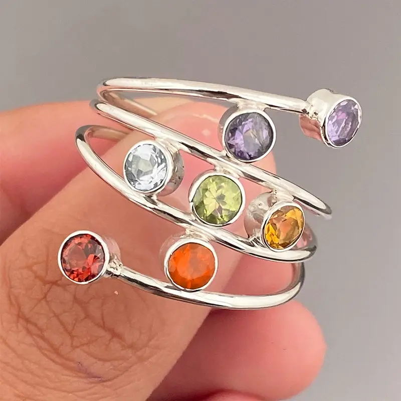 Huitan Fashion Wide Rings with Colorful Zirconia Female Trendy Party Accessories Silver Color Finger Jewelry for Daily Life