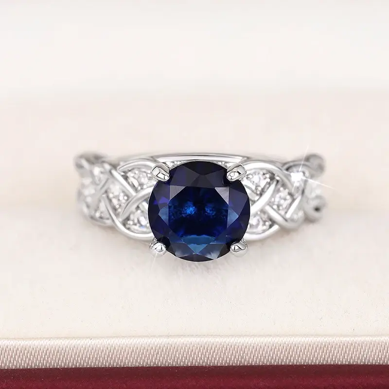 Huitan Chic Novel Silver Color Ring Blue Zirconia Finger Ring Female Fashion Luxury Accessories Luxury Engagement Jewelry Gifts