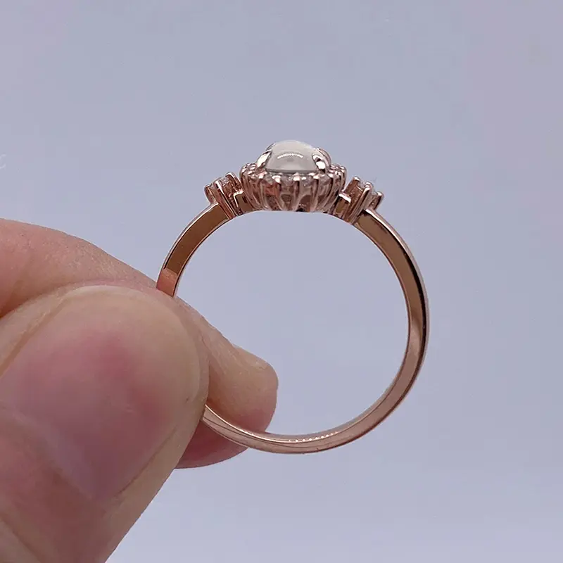 Huitan Temperament Rose Gold Color Imitation Opal Rings for Women Newly Designed Wedding Band Accessories Gift Fashion Jewelry