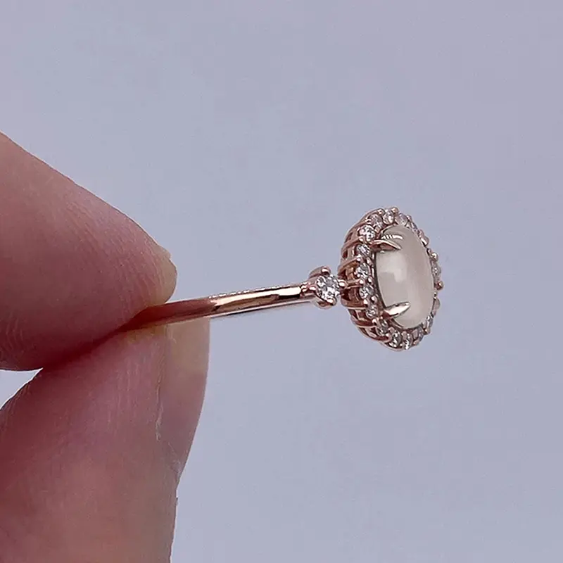 Huitan Temperament Rose Gold Color Imitation Opal Rings for Women Newly Designed Wedding Band Accessories Gift Fashion Jewelry