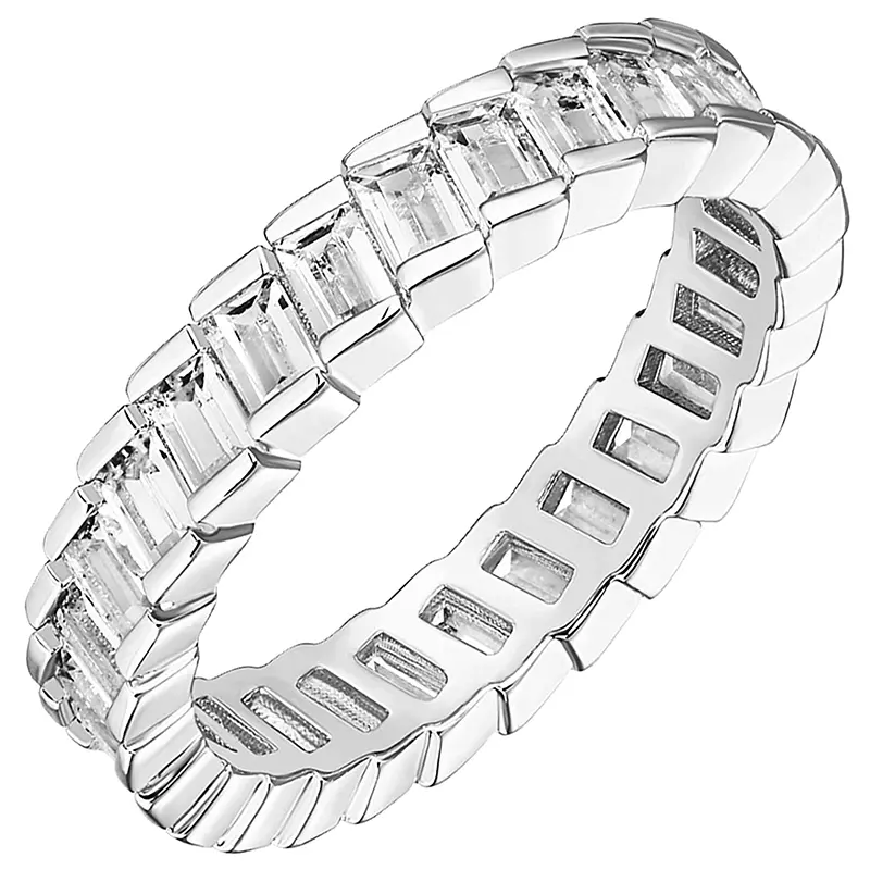 Huitan Trendy Luxury Promise Rings Women Eternity Engagement Wedding Jewelry Silver Color Dazzling Geometric Cubic Zirconia Ring
