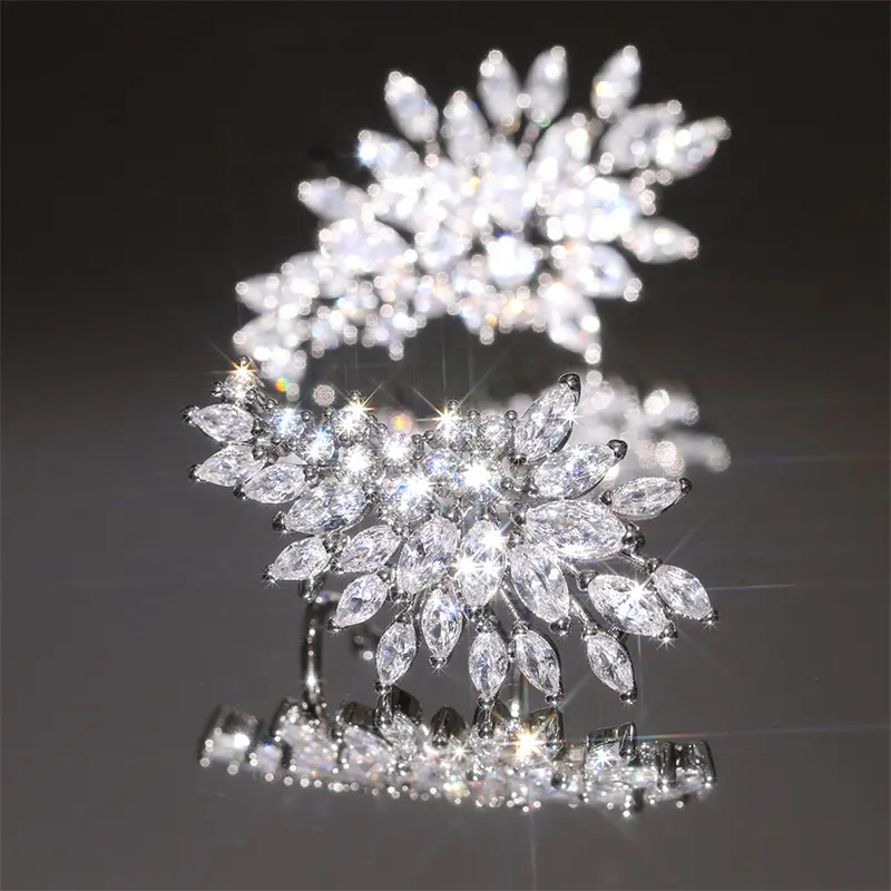 Huitan Gorgeous Women's Stud Earrings Full with Dazzling CZ Stone Sparkling Ear Piercing Earrings Party Jewelry Drop Shipping