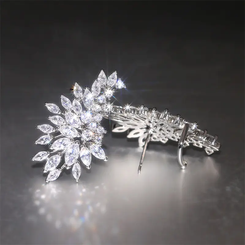 Huitan Gorgeous Women's Stud Earrings Full with Dazzling CZ Stone Sparkling Ear Piercing Earrings Party Jewelry Drop Shipping
