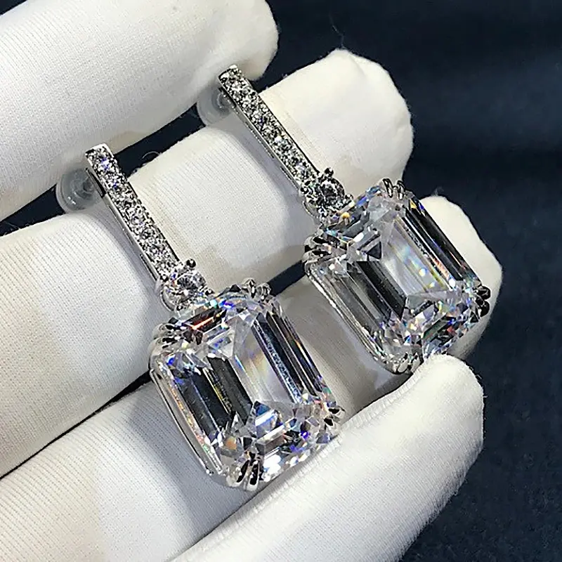 Huitan 2021 Hot Women's Earrings with Square Crystal AAA Cubic Zirconia Fashion Wedding Engagement Accessories Jewelry Wholesale