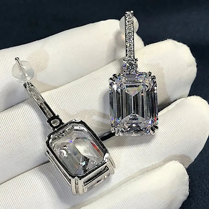 Huitan 2021 Hot Women's Earrings with Square Crystal AAA Cubic Zirconia Fashion Wedding Engagement Accessories Jewelry Wholesale