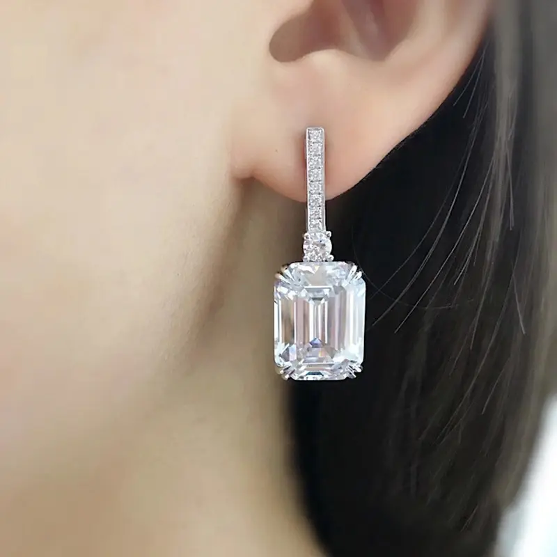 Huitan 2021 Hot Women's Earrings with Square Crystal AAA Cubic Zirconia Fashion Wedding Engagement Accessories Jewelry Wholesale