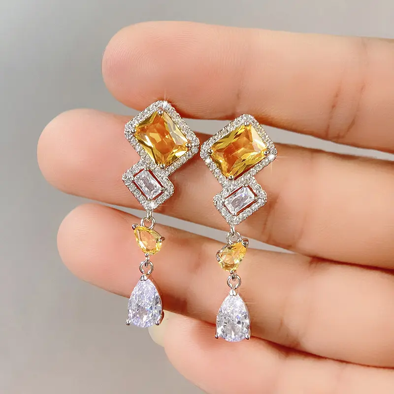 Huitan Trendy Geometric Shaped Dangle Earrings for Women Temperament Lady's Ear Piercing Accessories Wedding Party Hot Jewelry