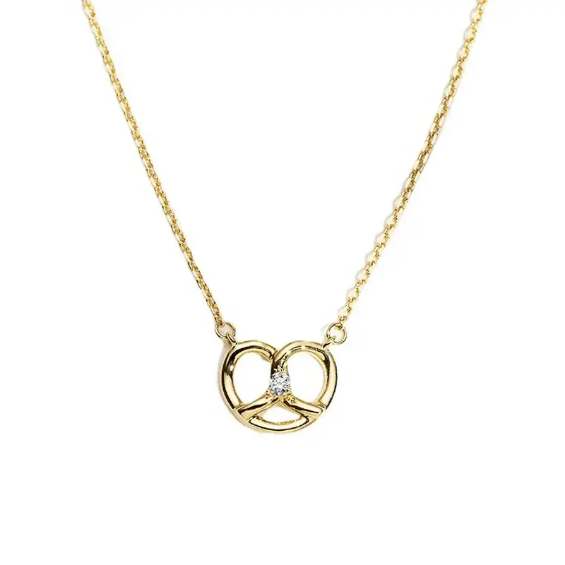 Huitan Trendy Gold Color Pendant Necklace Lady Simple Style Fashion Jewelry for Daily Life Bright Zirconia Accessories for Women