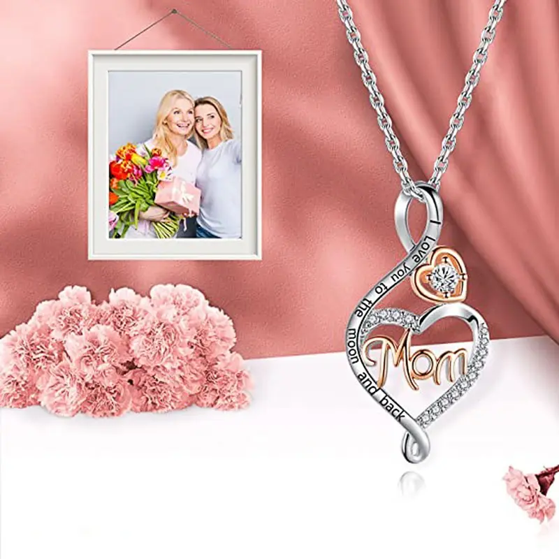 Huitan High-quality Delicate Pendant Necklace for Mom Exquisite Design Jewelry for Anniversary Party Bright Zirconia Accessories