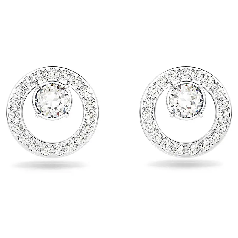 Huitan Fashion Contracted Design Round Shaped Stud Earrings for Women Ear Piercing Sparkling Cubic Zirconia Statement Jewelry
