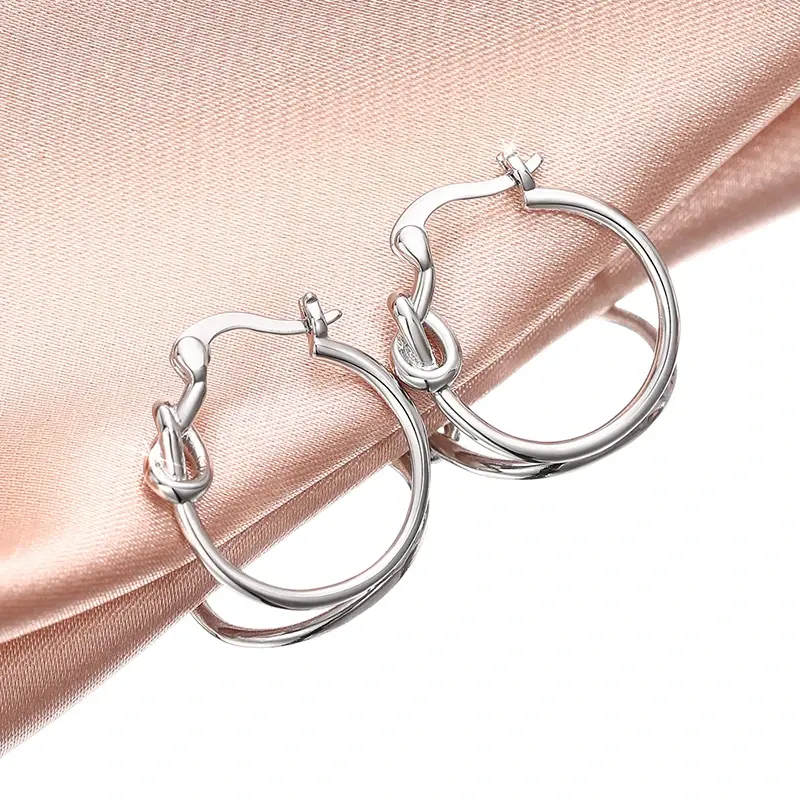 Huitan Fashion Simple Metallic Style Hoop Earrings for Women Female Daily Wearable Accessories Chic Low-key Modern Jewelry