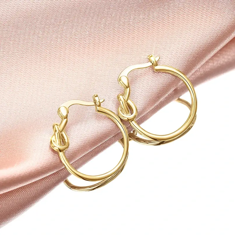 Huitan Fashion Simple Metallic Style Hoop Earrings for Women Female Daily Wearable Accessories Chic Low-key Modern Jewelry