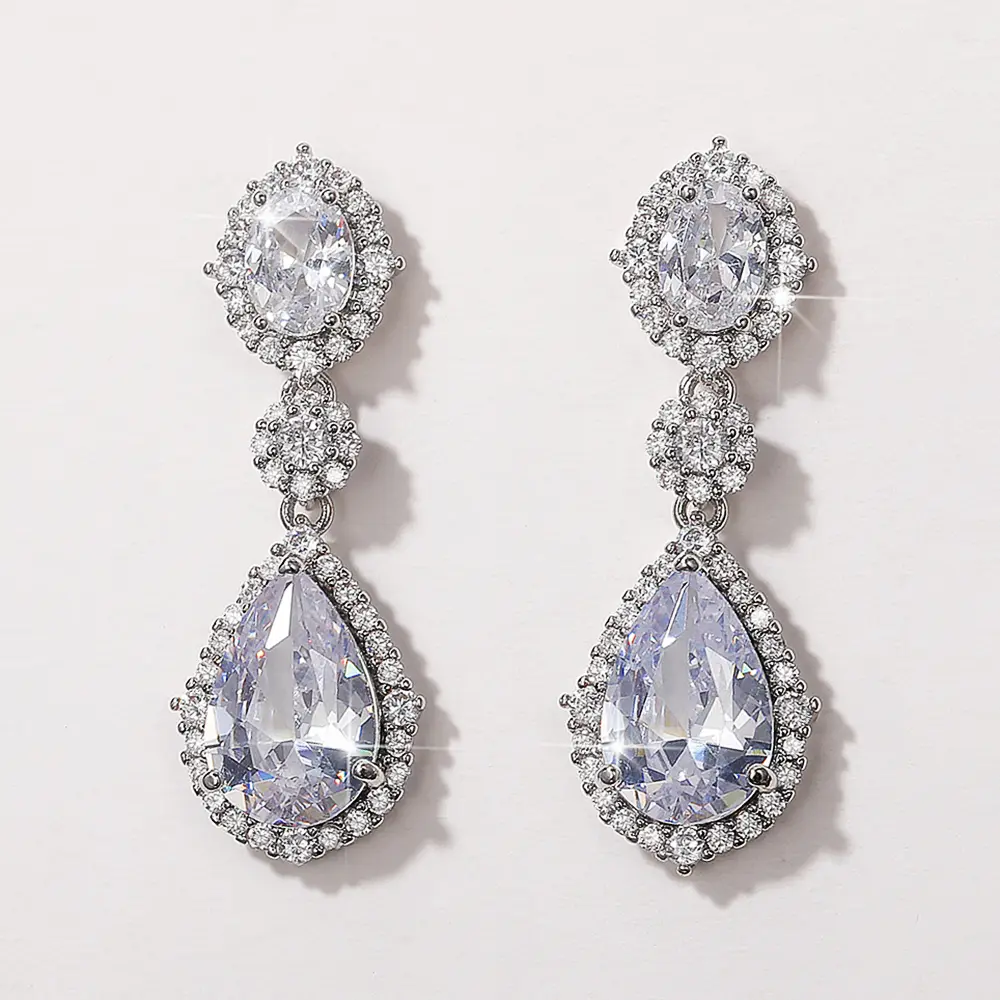 Huitan Temperament Women's Wedding Dangle Earrings Luxury Fashion Cubic Zirconia Earrings Gorgeous Lady Jewelry Drop Shipping