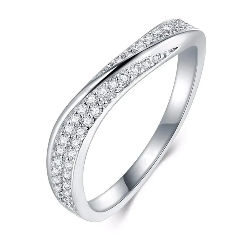 Huitan Irregular Shaped Women Rings Silver Color Micro Paved Cubic Zirconia Crystal Female Rings Temperament Accessories Jewelry
