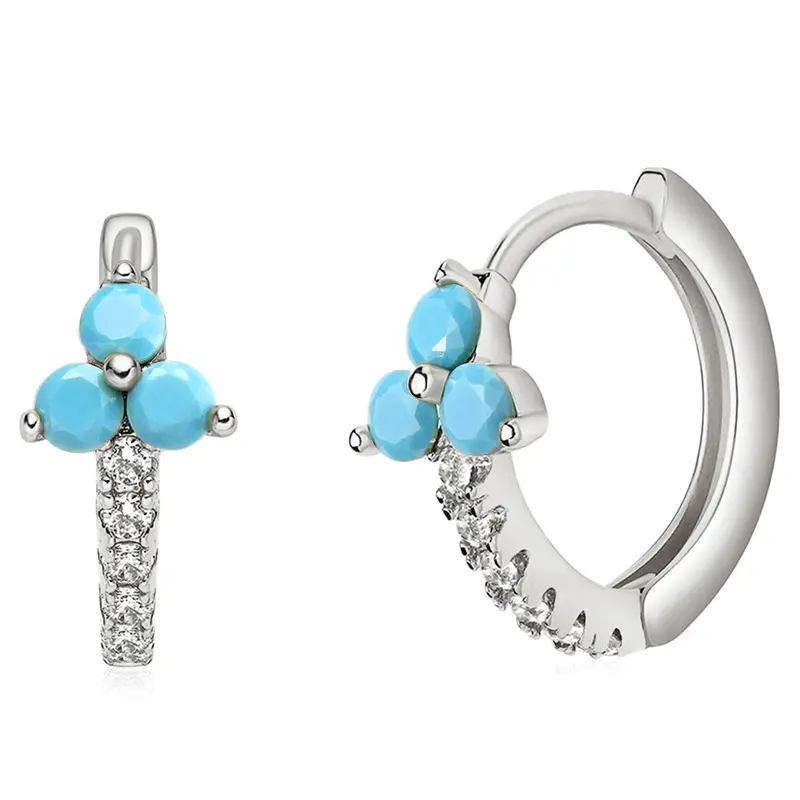 Huitan Boho Style Blue Hoop Earrings for Female Dainty Gold Color Circle Earrings New Trendy Women's Accessories Beach Jewelry