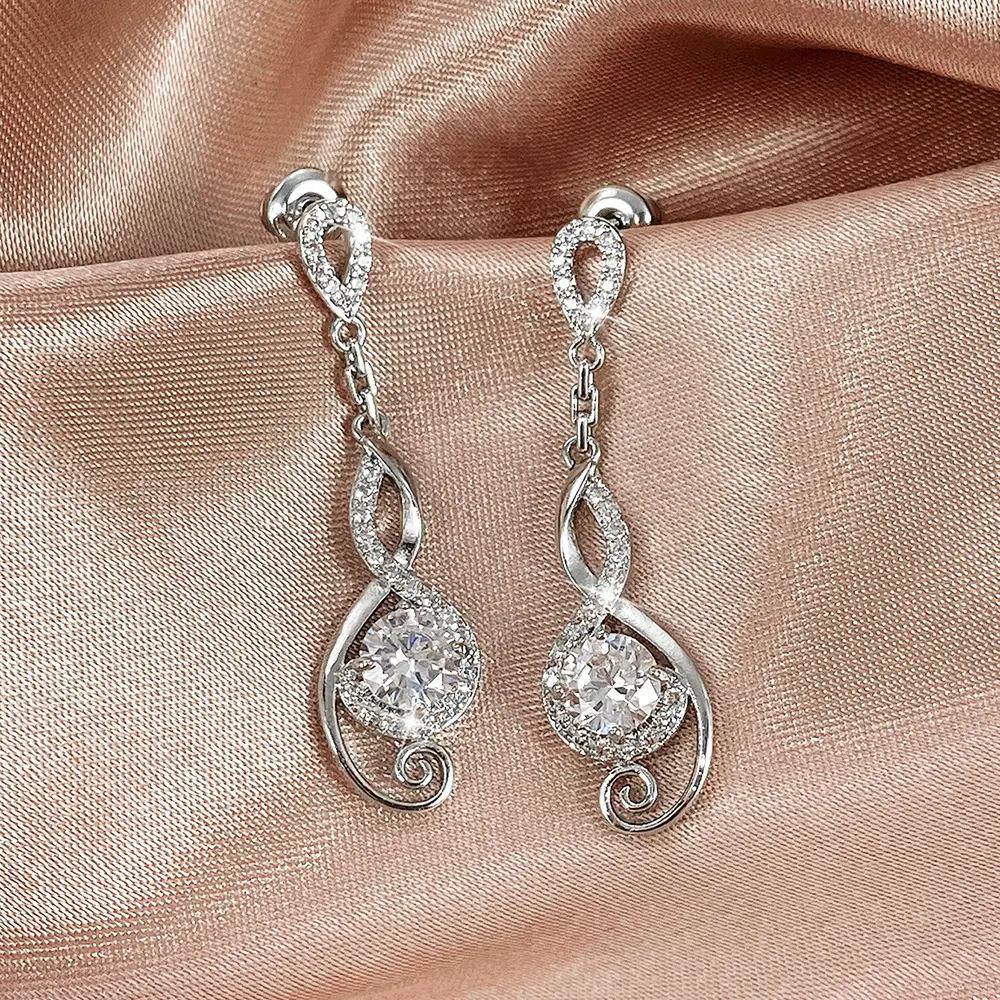 Huitan Temperament Women's Wedding Dangle Earrings Luxury Fashion Cubic Zirconia Earrings Gorgeous Lady Jewelry Drop Shipping