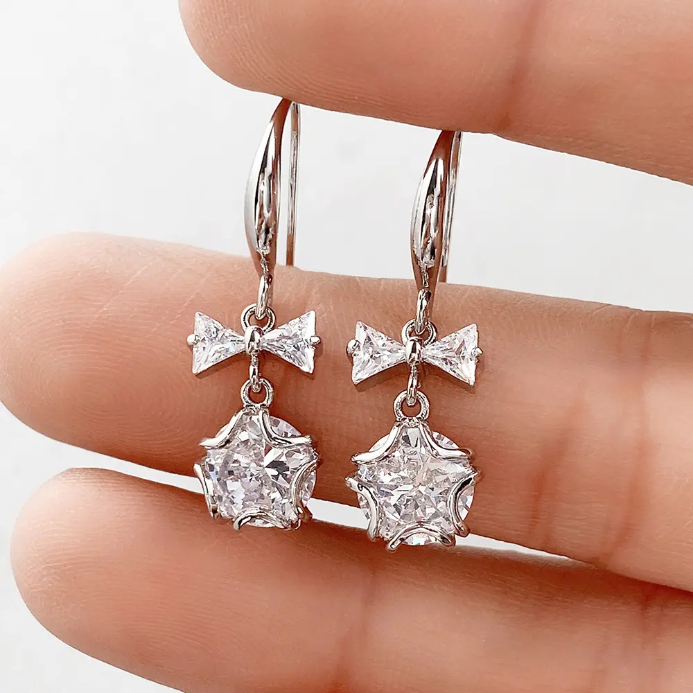 Huitan Temperament Women's Wedding Dangle Earrings Luxury Fashion Cubic Zirconia Earrings Gorgeous Lady Jewelry Drop Shipping