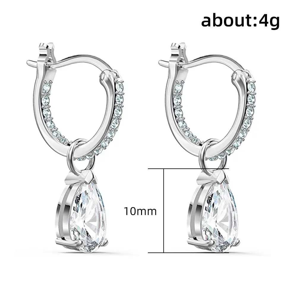 Huitan Classic Water Drop Cubic Zirconia Dangle Earrings for Women Luxury Wedding Accessories High Quality Silver Color Jewelry