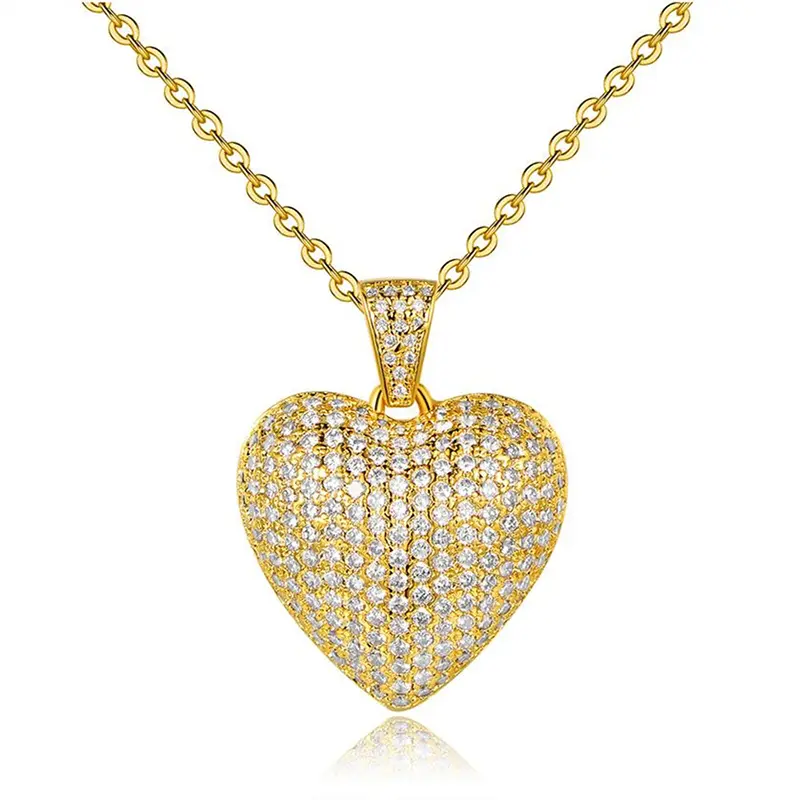 Huitan Luxury Heart Pendant Necklace Bridal Wedding Shiny CZ Stone Romantic Girl Gift Elegant Fashion Necklace Jewelry for Women
