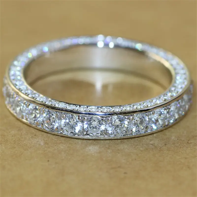 Huitan Classic Wedding Bands Women Rings Full Paved CZ Exquisite Promise Rings Daily Wear Versatile Accessories Timeless Jewelry