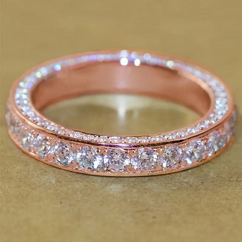 Huitan Classic Wedding Bands Women Rings Full Paved CZ Exquisite Promise Rings Daily Wear Versatile Accessories Timeless Jewelry