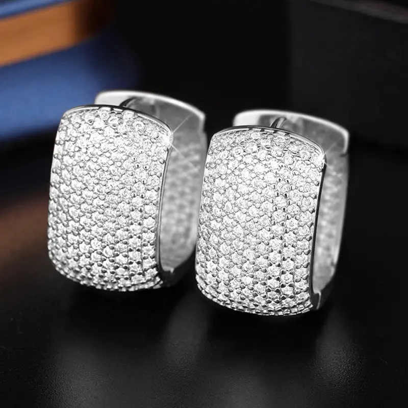 Huitan U Shaped Cubic Zirconia Hoop Earrings for Women Simple Fashion Design Bling Bling Female Earrings Hot Jewelry Drop Ship