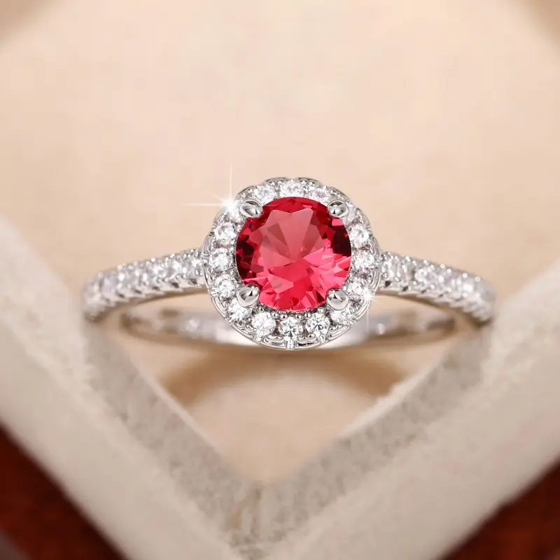 Huitan Simple and Classic Wedding Eternity Rings for Women White/Blue/Red Cubic Zirconia Temperament Female Rings Trend Jewelry