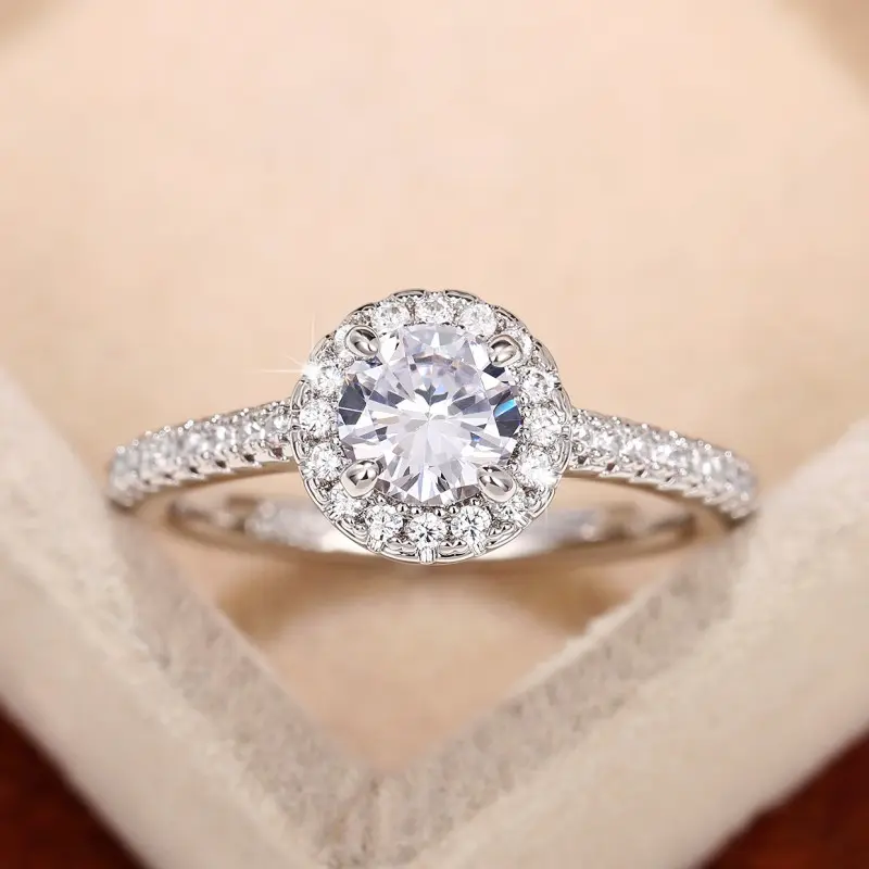 Huitan Simple and Classic Wedding Eternity Rings for Women White/Blue/Red Cubic Zirconia Temperament Female Rings Trend Jewelry