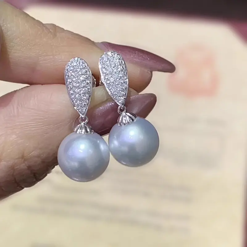 Huitan Graceful Simulate Pearl Pendant Earrings Lady Elegant Bridal Wedding Delicate Accessories Shiny Zirconia Jewelry Gifts