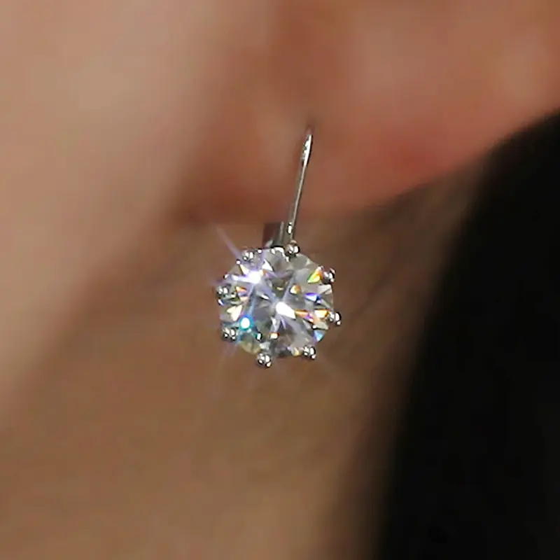 Huitan Simple Design 6 Claws Cubic Zirconia Earrings for Women Silver Color Exquisite Female Accessories Gift Statement Jewelry