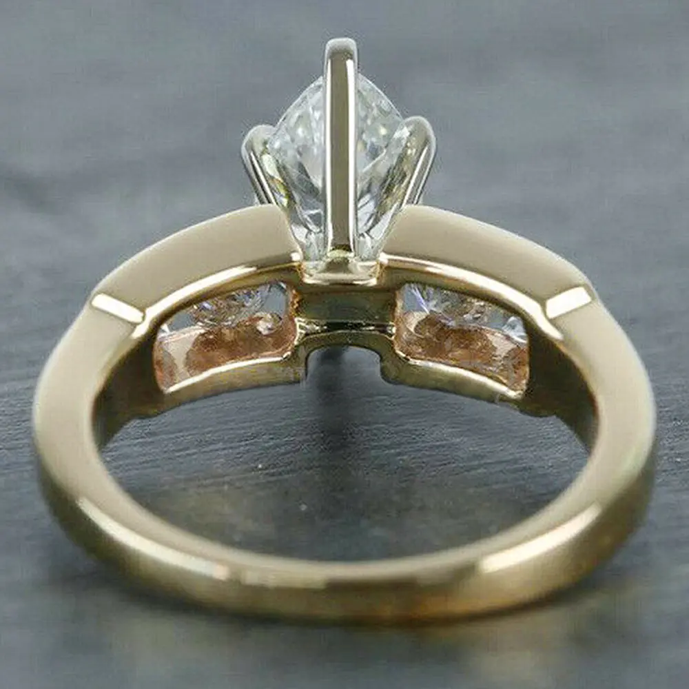 Huitan Luxury Marquise Cubic Zirconia Gold Color Rings for Women Fashion Wedding Bands Female Accessories New Arrival Jewelry