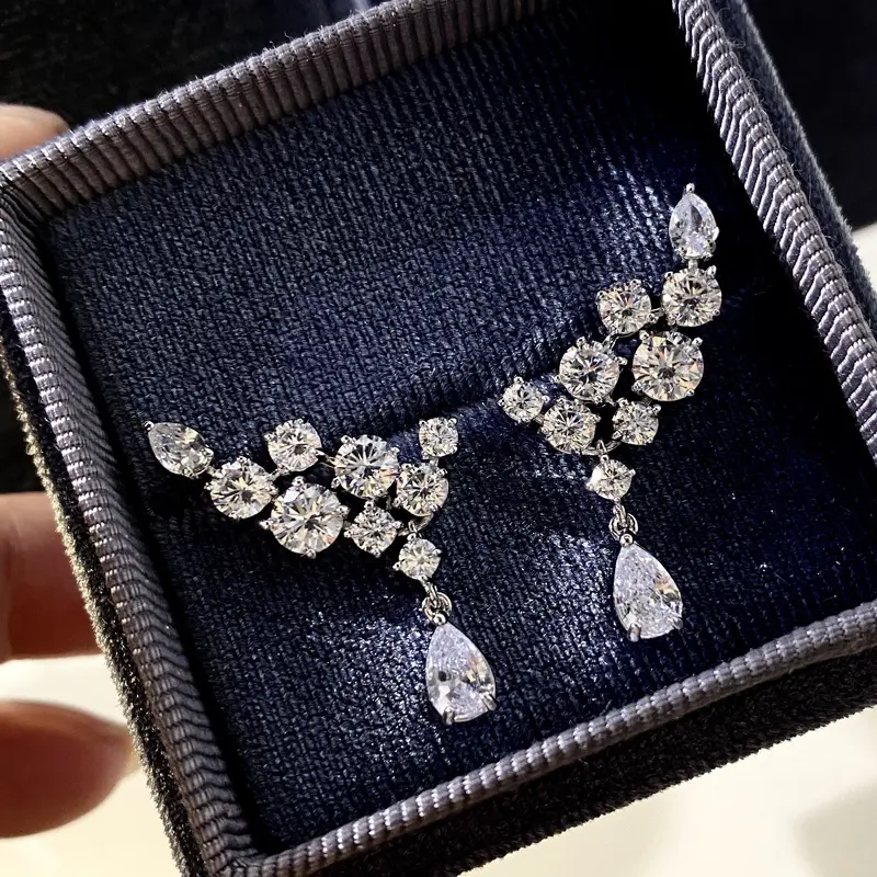Huitan High-quality Silver Color Dangle Earrings for Women Aesthetic Wedding Accessories Lady's Party Earrings Statement Jewelry